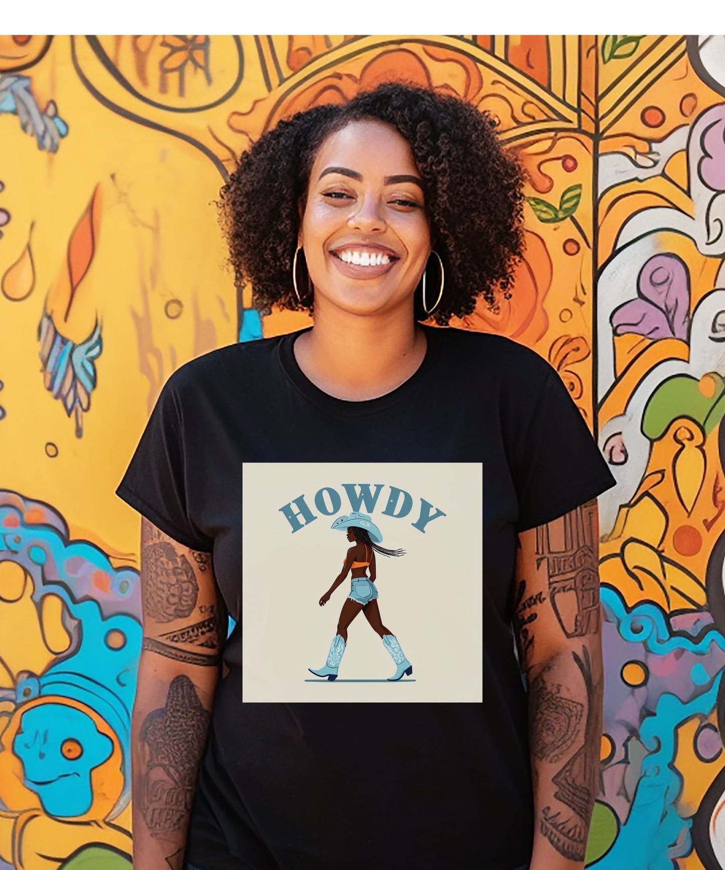 Black Cowgirl Howdy Digital Design – Western Graphic for T-Shirts & More