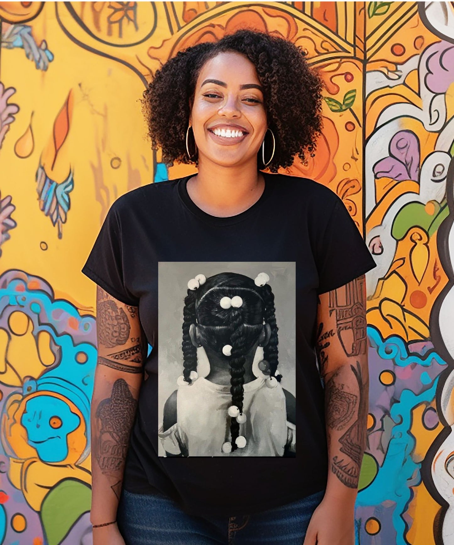 Braided Roots T-Shirt – Black Girl Magic Tee, Classic Black Girl Hair Art, Cultural Fashion