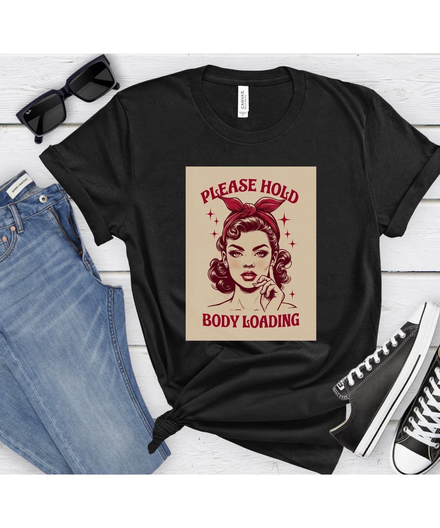 Please Hold… Body Loading, Motivational T-Shirt | Simple Streetwear Tee |Minimalist Aesthetic T-Shirt