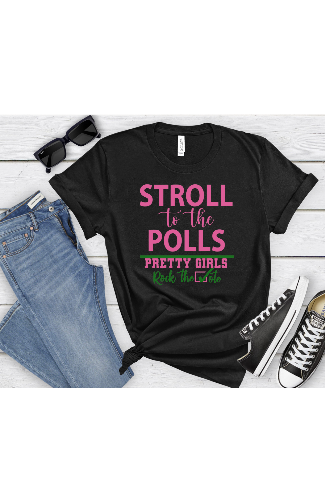 Stroll to the Polls T-Shirt - Alpha Kappa Alpha, Pretty Girls Rock the Vote, Sorority Supporting Tee, Motivational Election Apparel