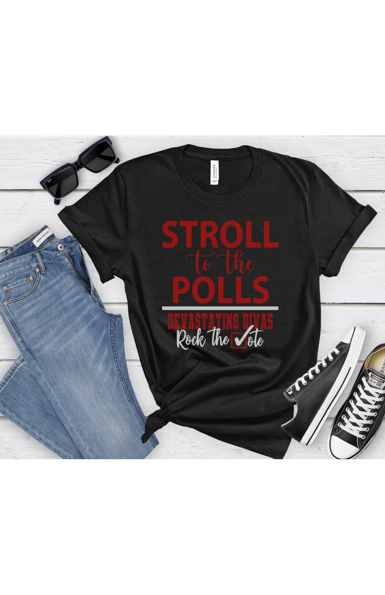 Stroll to the Polls T-Shirt - Delta Sigma Theta, Devastating Divas Rock the Vote, Sorority Supporting Tee, Motivational Election Apparel