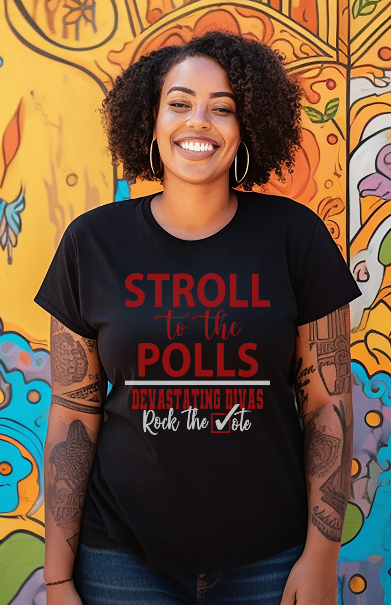 Stroll to the Polls T-Shirt - Delta Sigma Theta, Devastating Divas Rock the Vote, Sorority Supporting Tee, Motivational Election Apparel