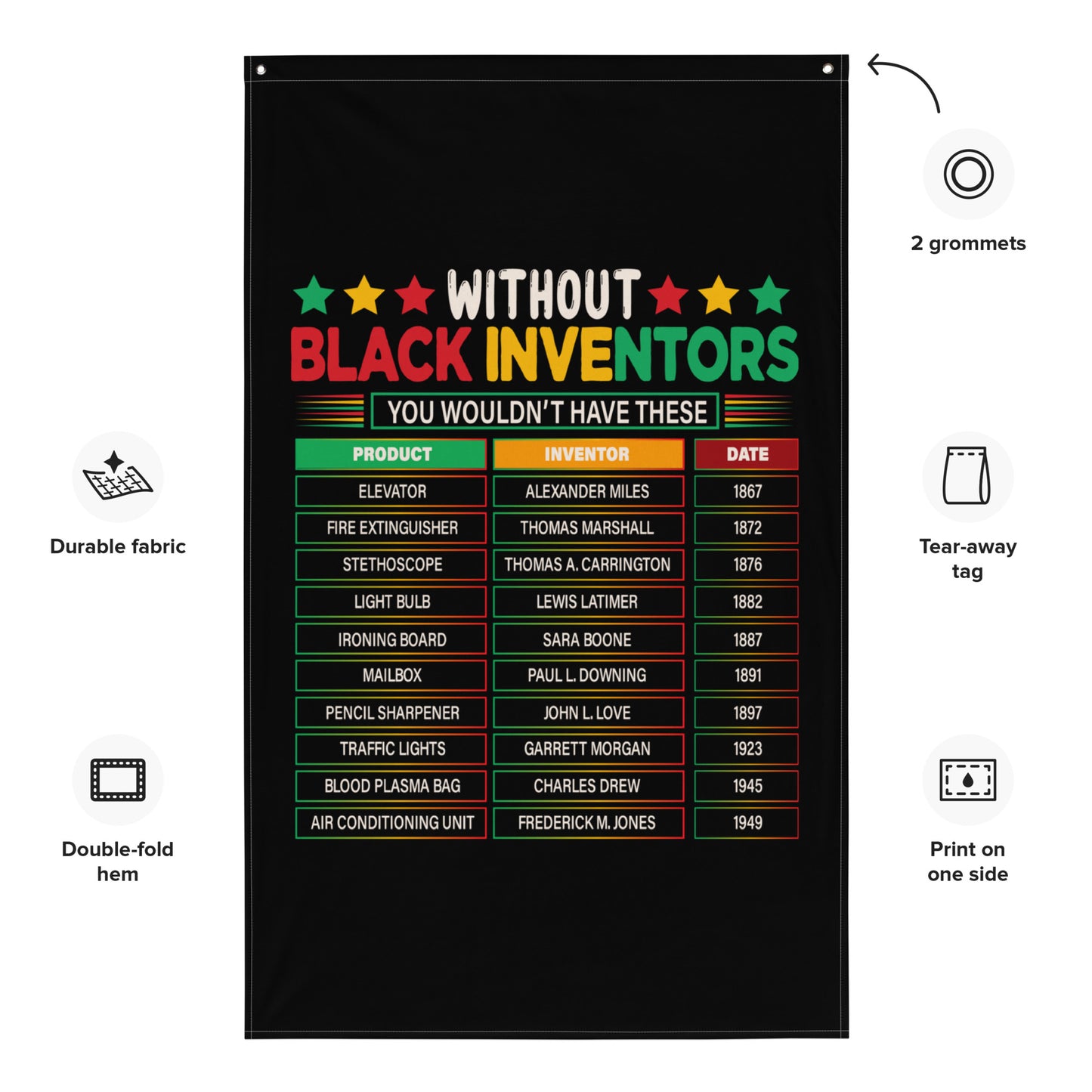 "List of Black Inventors" Themed - One Size Flag