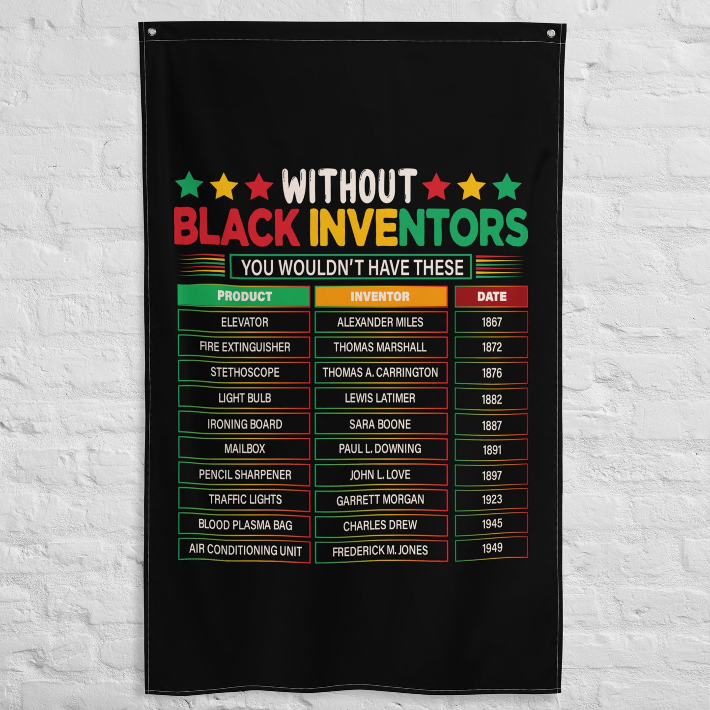 "List of Black Inventors" Themed - One Size Flag