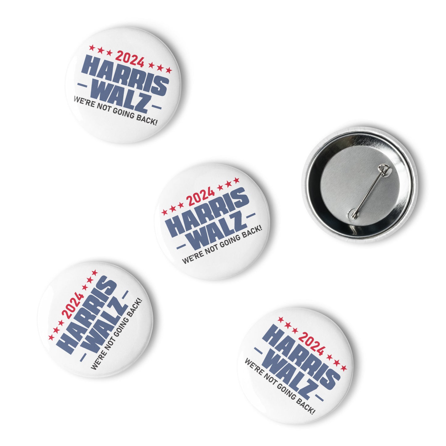 2024 Harris Walz We Are Not Going Back | Social Justice, Activism, Equality Set of pin buttons