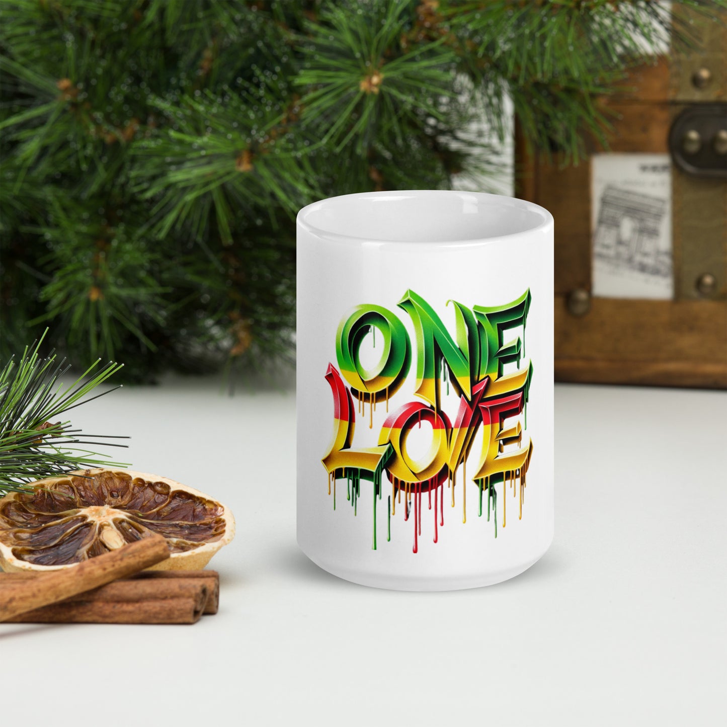 One Love Themed White glossy mug